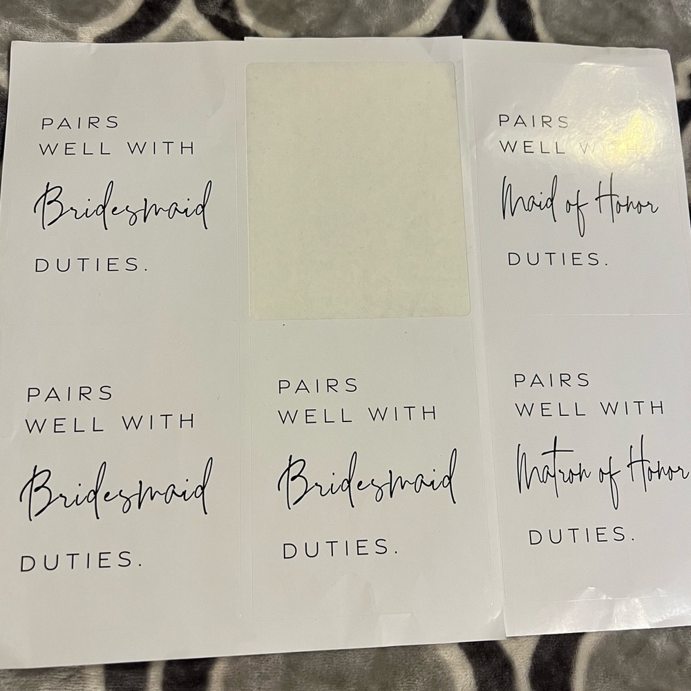 Pairs well with bridesmaid duties wine label